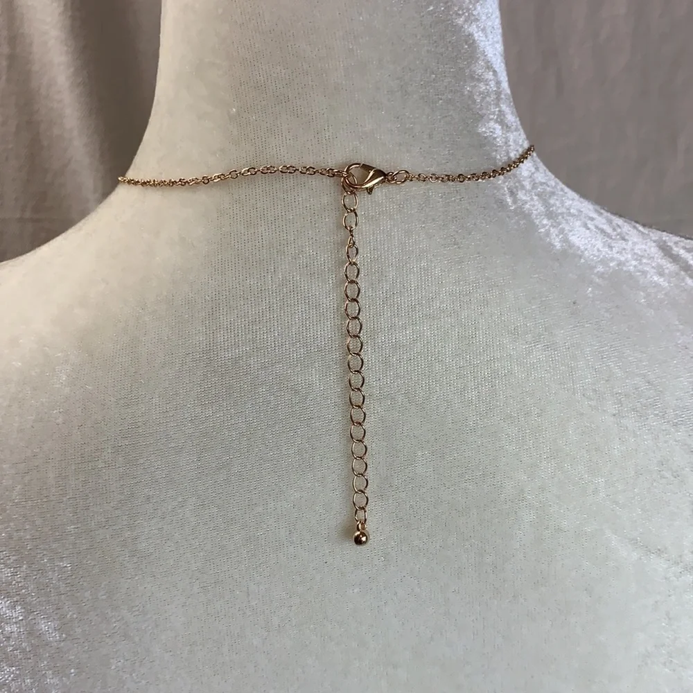 Gold Rose Gold Faux Druzy chain fringe tassel necklace